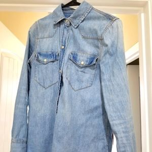 J Crew Denim long sleeved blouse.